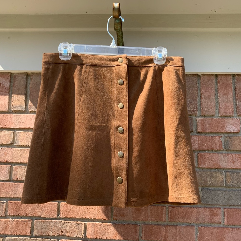 suede mini skirt with buttons